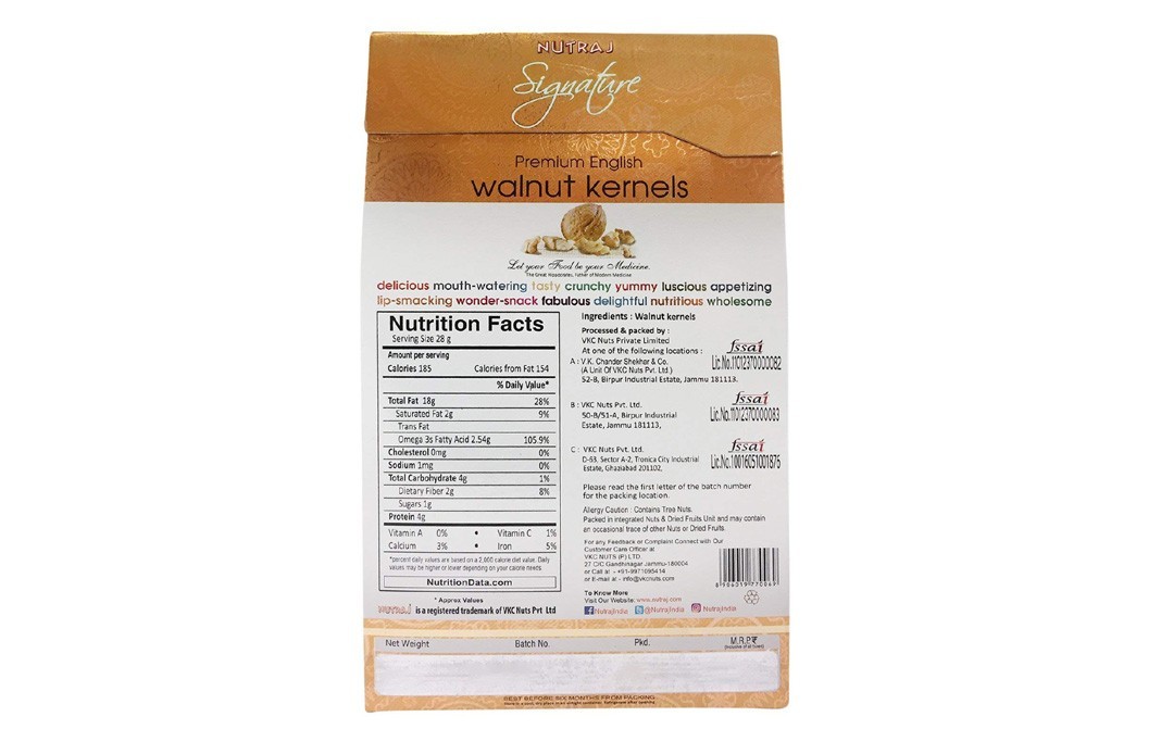 Nutraj Signature Premium English Walnut Kernels   Box  200 grams
